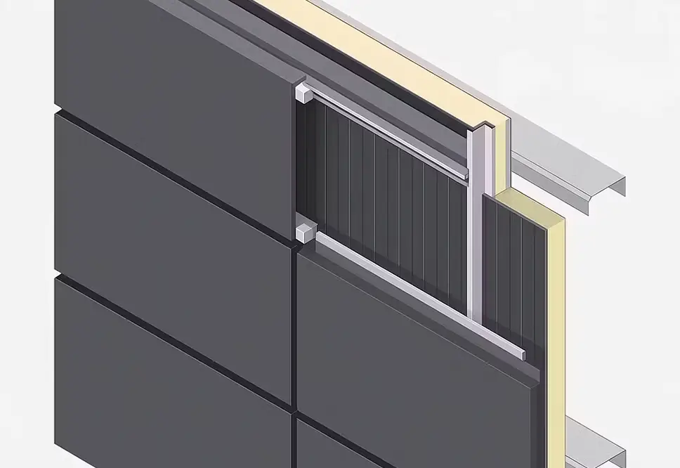 دتایل اجرای نمای خشک کامپوزیت پریمیوم باند با براکت و زیرسازی آلومینیومی