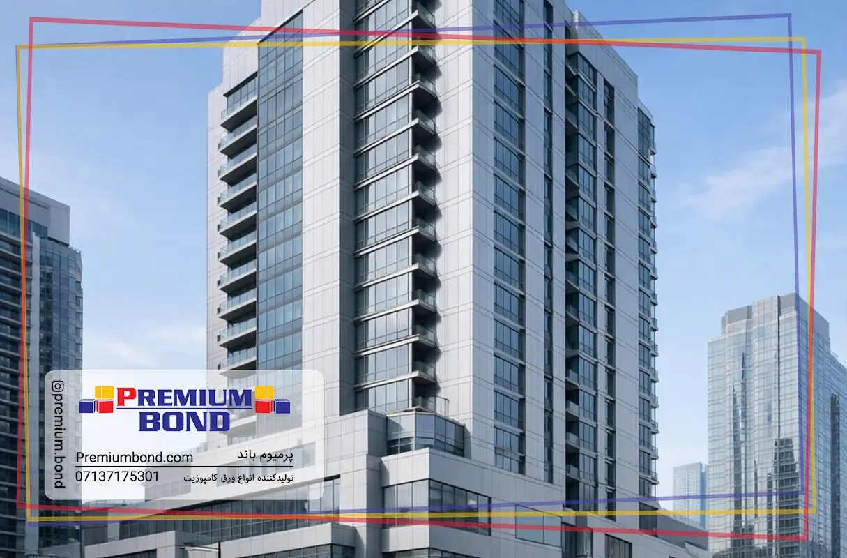 نمای یک ساختمان مرتفع با استفاده از ورق کامپوزیت آلومینیومی مطابق با استانداردهای نوین ایمنی