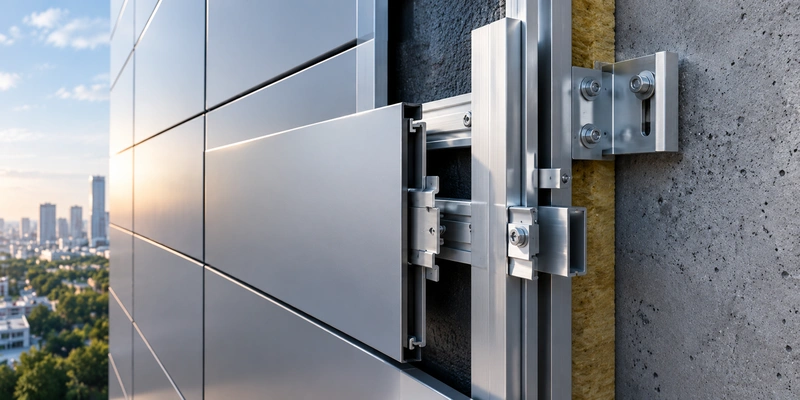 اجرای خشک نمای کامپوزیت با ریل و اتصالات مکانیکی